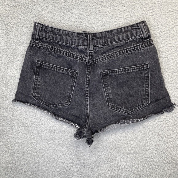 Forever 21 Mickey Mouse Denim Shorts Womens 24 Black Jean Mid Rise Very Short - Picture 4 of 14
